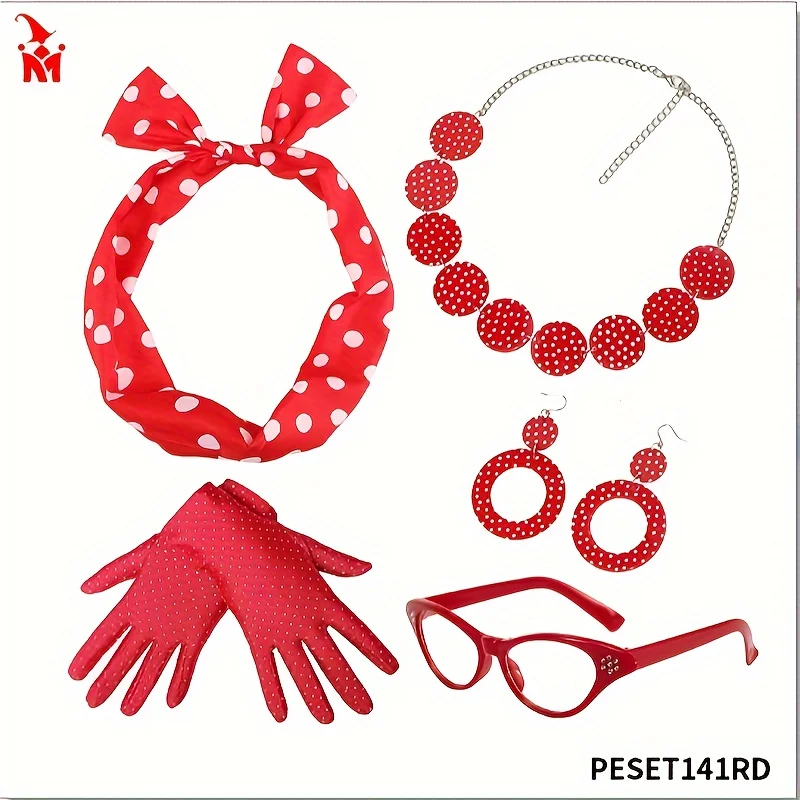 PESENAR 5-delige jurk en accessoireset uit de jaren 50 voor dames