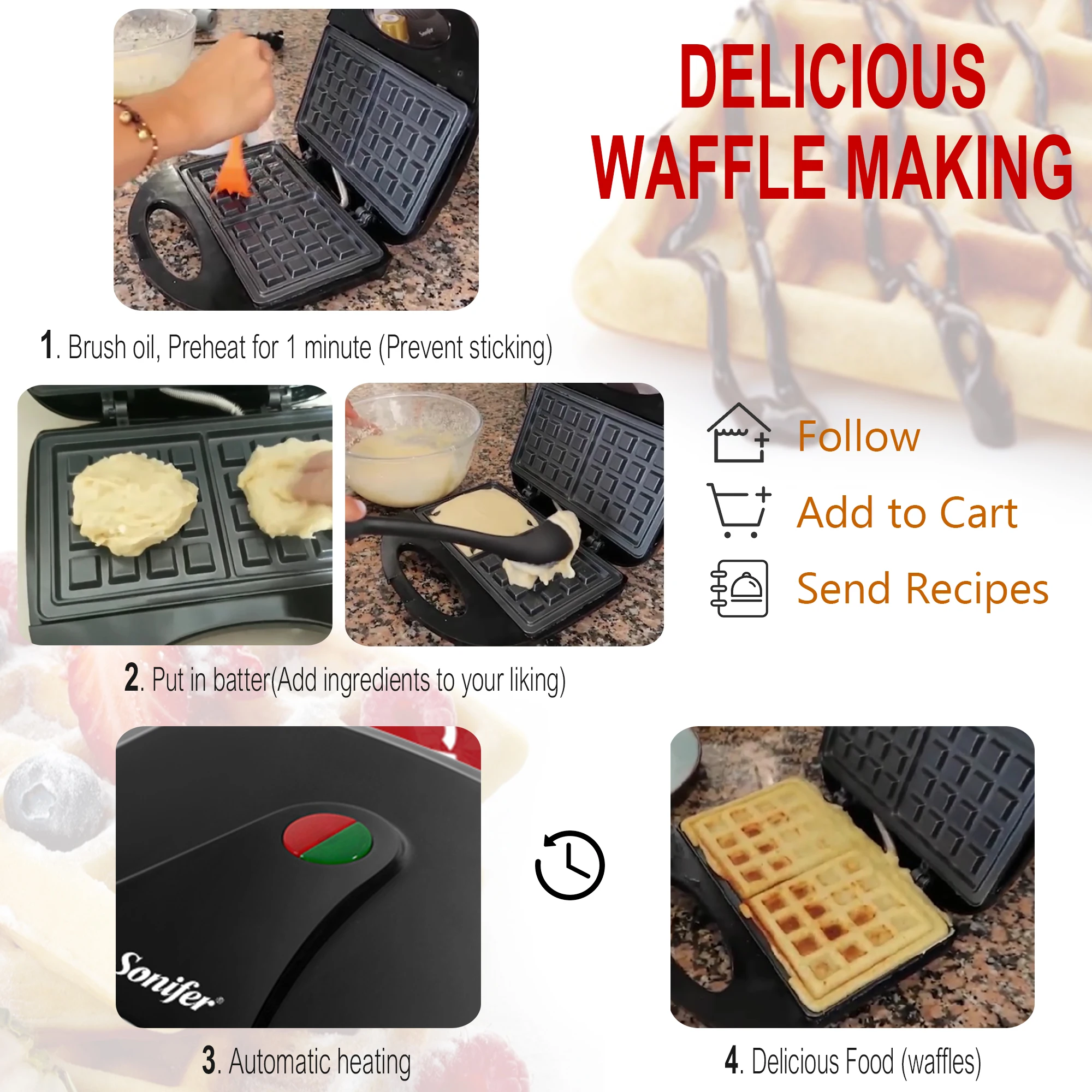 750W Electric Waffle Maker Bubble Egg Cake Oven Cooking Kitchen Appliances Breakfast Machine Waffles Pot Iron Baking Pan Sonifer