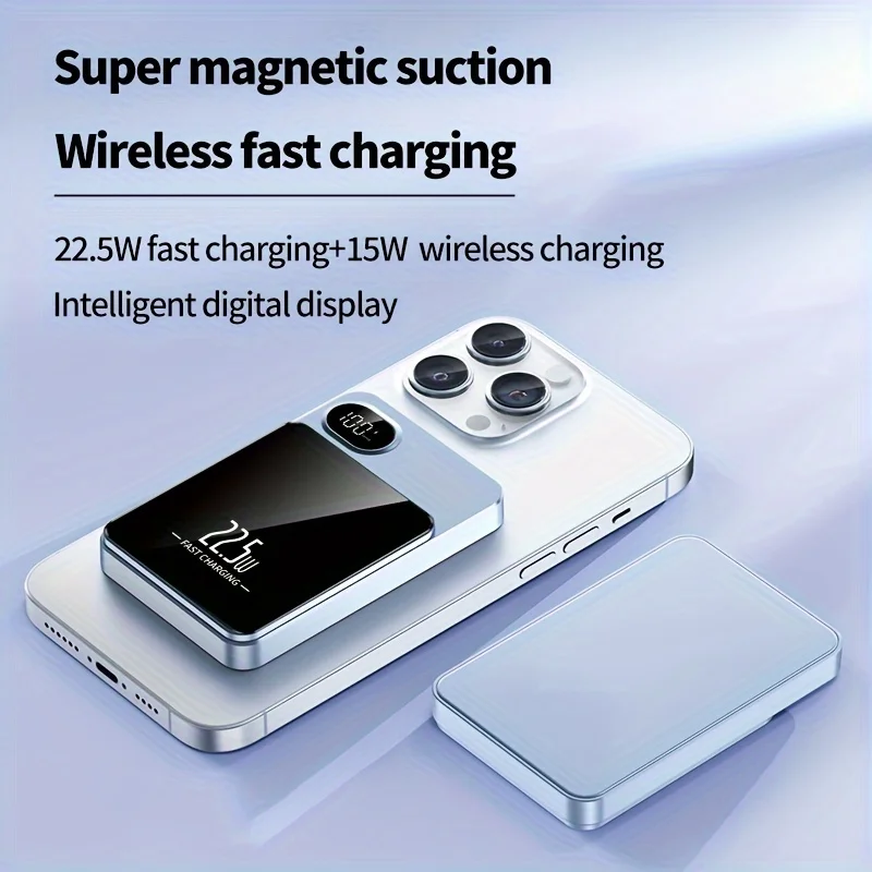 

30000mAh Wireless Magnetic Power Bank， 22.5W Fast Charging Portable Battery Charger For iPhone Huawei Samsung 2025 New powerbank