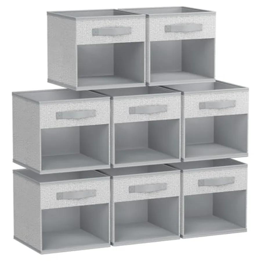 

DIMJ Collapsible Storage Cubes, 8 Packs Cube Storage Bins with Window, Fabric Storage Baskets for Shelves, Closet Storage Boxes