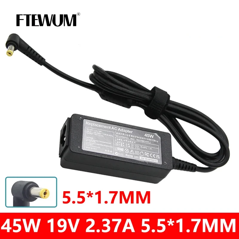 45W Laptop Charger Adapter 19V 2.37A 5.5*1.7mm Power Supply For ACER Aspire E5-553 E5-573 E5-574 E5-575 E5-711 E5-721 Series