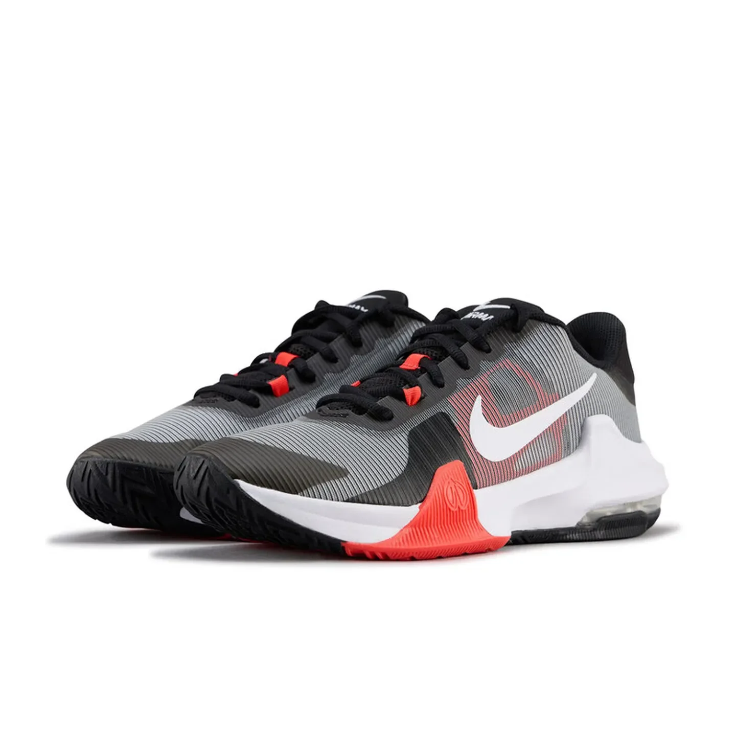 Nike Air Max Impact 4 Round Toe Lace-Up Cushioned Durable Low-Top Basketball Shoes Men's Grey/Red DM1124-002