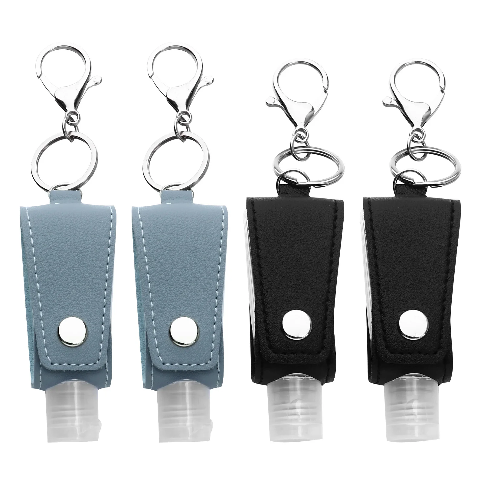 4 Stück Reise-Handflaschen mit einfarbigen Abdeckungen, tragbar, nachfüllbar, PU-Halter für Reisen, Camping, Fitnessstudio, Rucksack