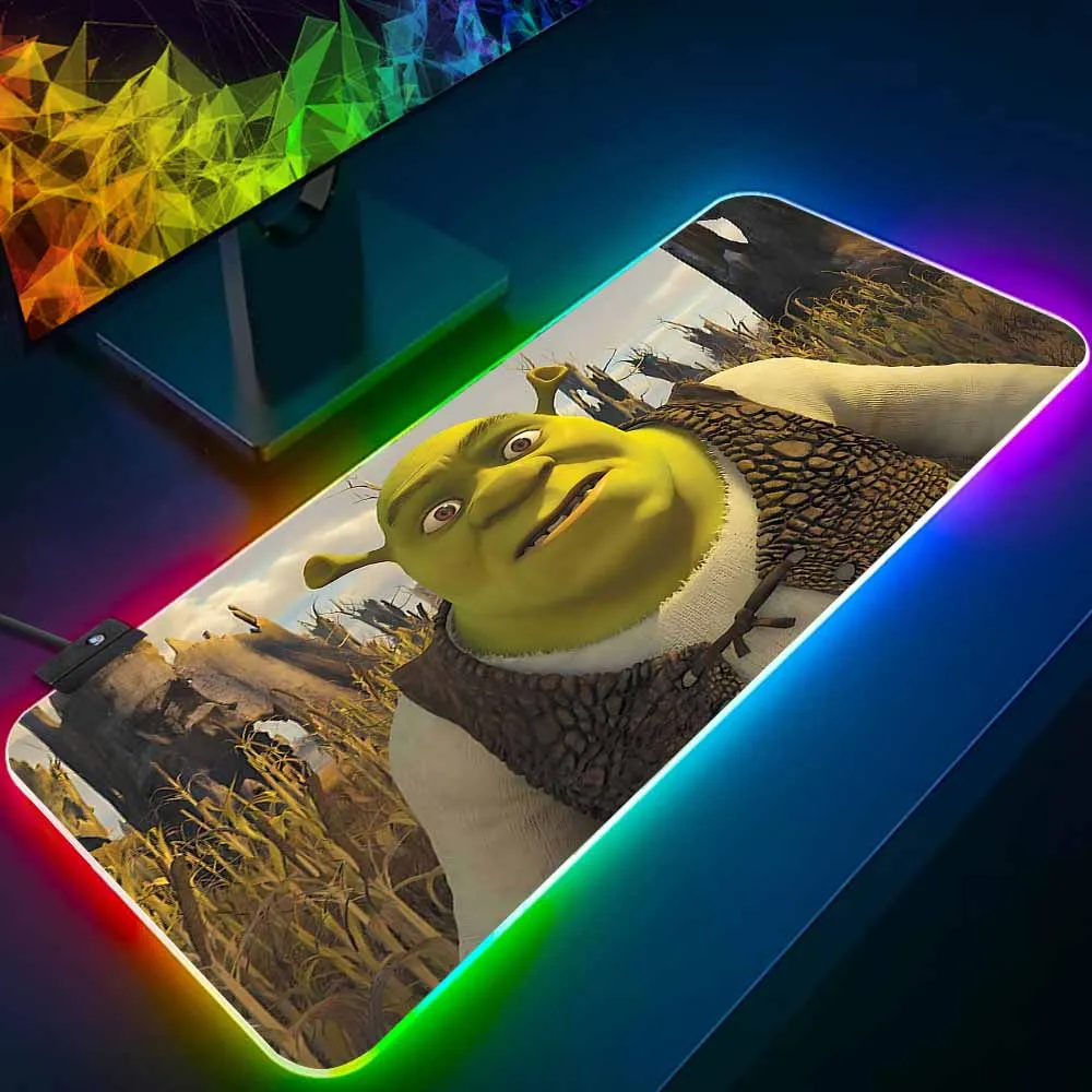 Imagem -05 - Engraçado dos Desenhos Animados M-filmes S-shreks Rgb pc Gamer Teclado Mouse Pad Mousepad Led Brilhante Tapetes de Borracha Computador de Jogos Mausepad