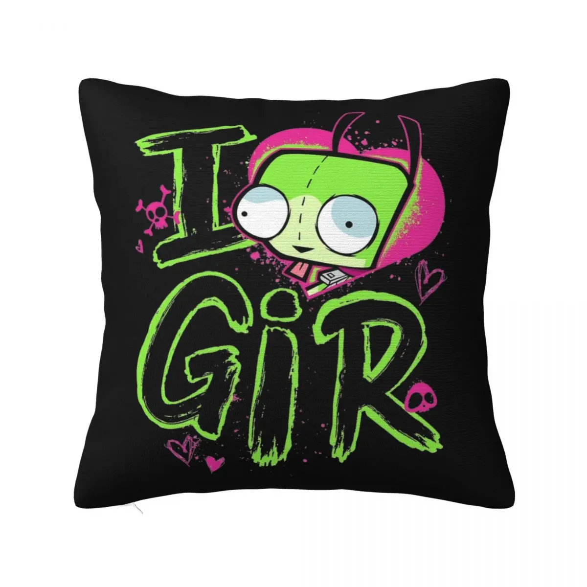 Invader Zim Valentine's Day Pillow Cases I Love GIR Retro Pop Cushion Cover Customized Zipper Decor Pillowcase for Home 18