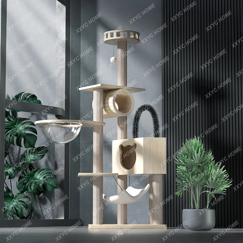 Cat Climber Cat Climbing Frame Solid Wood Large Summer Cat Space Capsule Cat Nest Cat Tree Integrated Jumping Platform Cat Tower