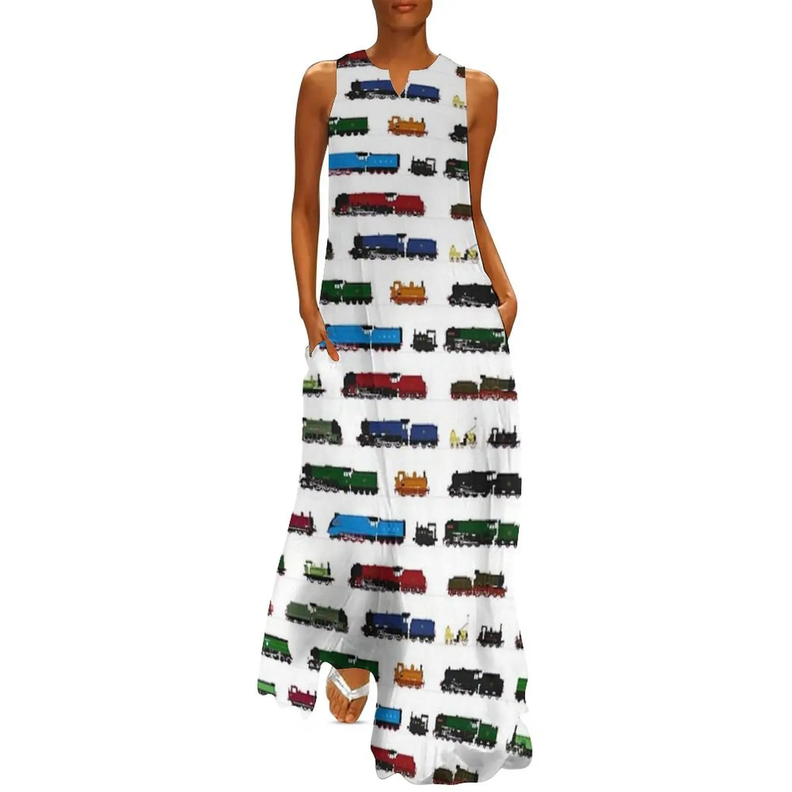

Iconic British Steam Trains Long Dress summer dress woman 2025 trendy luxury dresses Female dress Party dresses