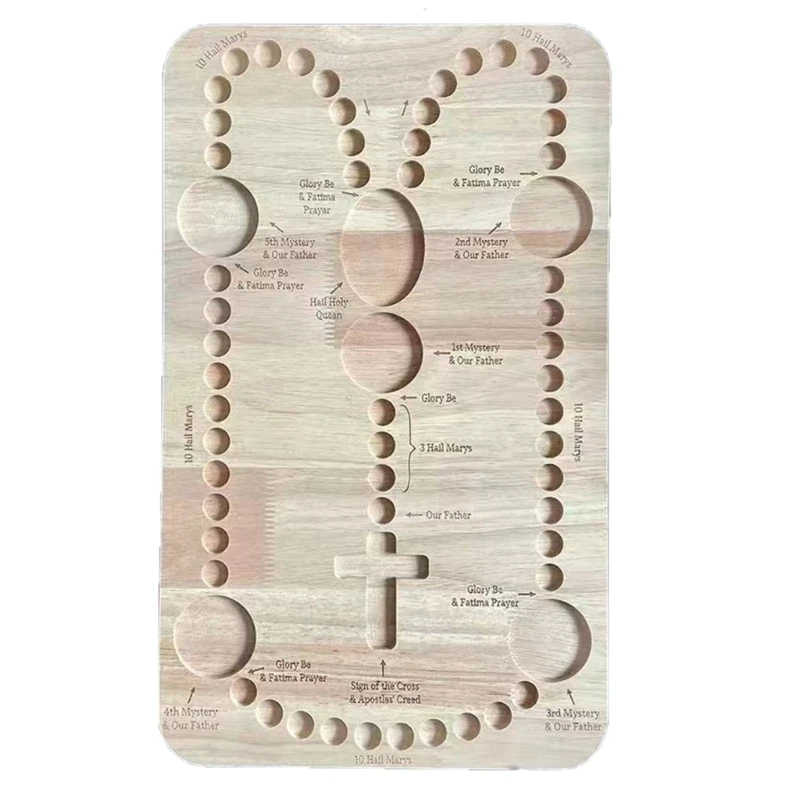 Prayer Bead Counting Board Set with Colorful Card Holder Convenient Wood Rosary Board Elegant Wood Beading Board DIY