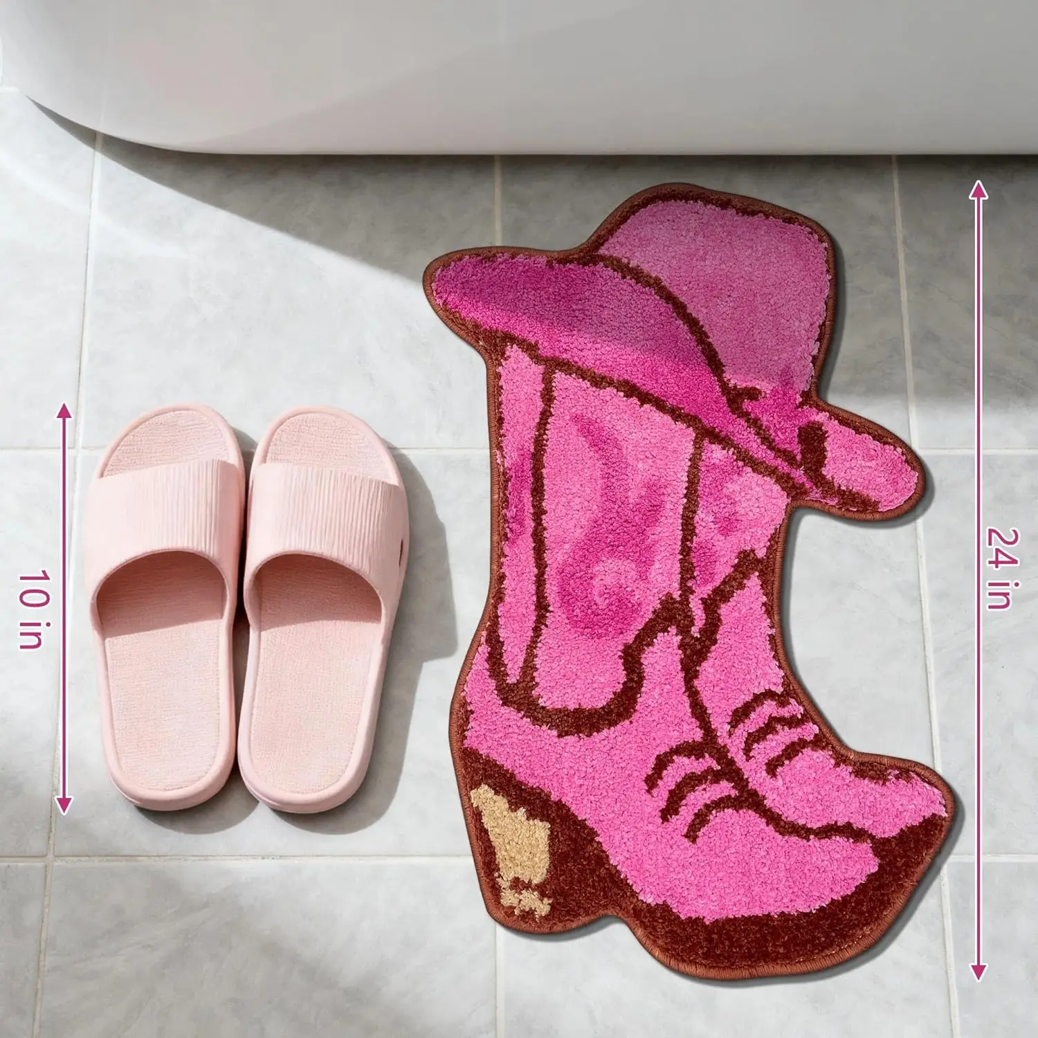 VIKAMA Western Girl Pink High-Heel Print Rug Living Room, Bedroom, Entryway Doormat Soft and Comfortable Home Decor Rug