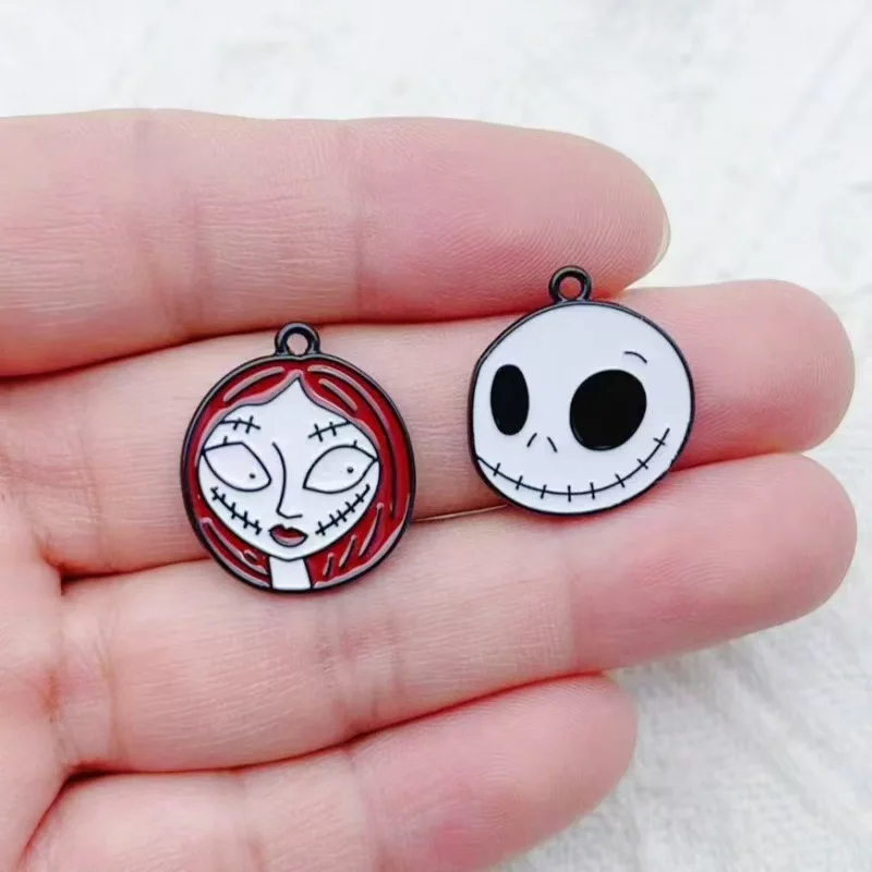 10pcs Halloween Ghost Festival DIY Alloy Drip Oil Pendant Ghost Couple Pendant Earrings Keychain Bracelet Accessories image 5