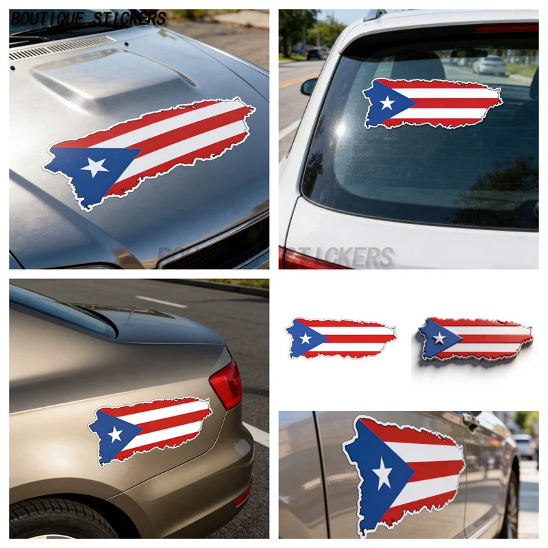 Exquisite 3D Effect Map Flag Car Stickers Macbbook Porto Puerto Rico Car motorcycle off-road vehicle wall waterproof PVC sticker
