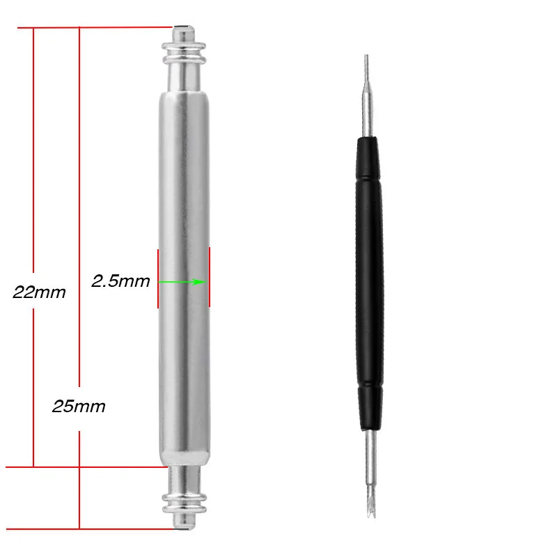 Barras de resorte de 2,5mm de diámetro, pasadores de enlace recto de acero inoxidable completo para Seiko SKX007 SKX009 20 22mm, varilla de resorte