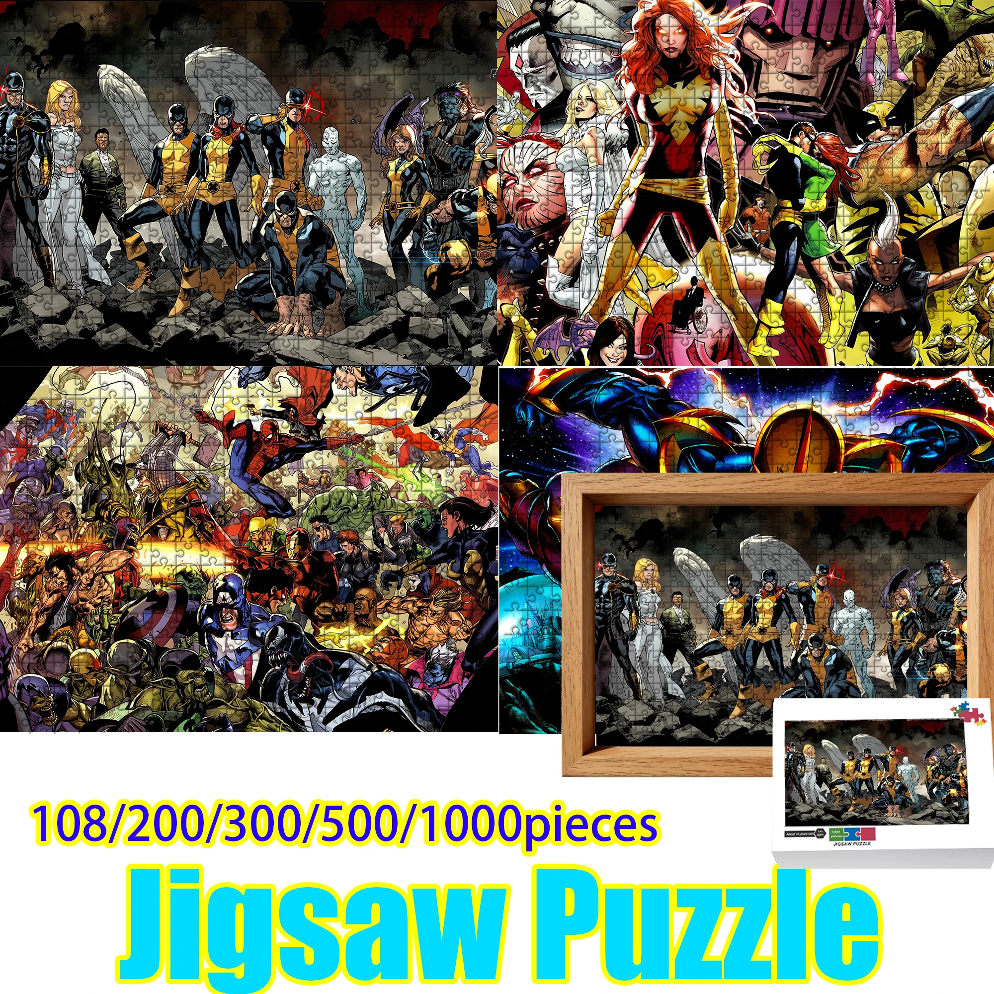 

Marvel jigsaw Puzzle 108/200/300/500/1000 Pieces Wooden Floor Puzzle High Quality Gift Fun Party Game