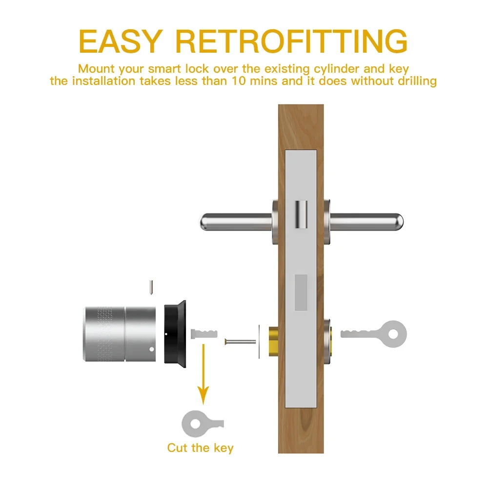 TUYA Zigbee 스마트 도어락, M530, 지문 인식, 스마트 홈 원격 제어 잠금, 오리지널 실린더 업그레이드 도어락 사용