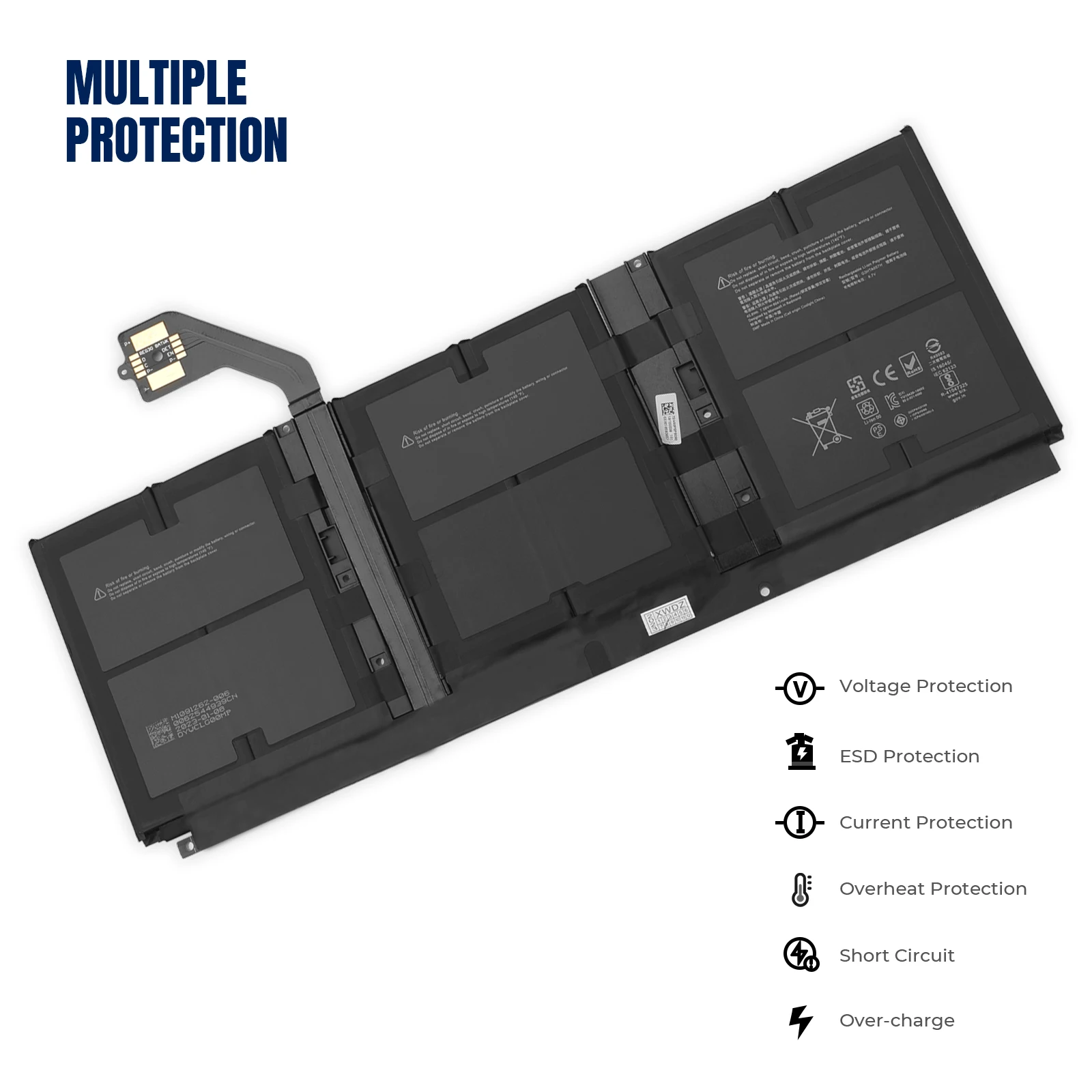 YOOFAN Battery Battery Baterai Laptop 7.58V 6041mAh 45.8WH untuk Microsoft Surface Laptop 3 15 "1872 1873