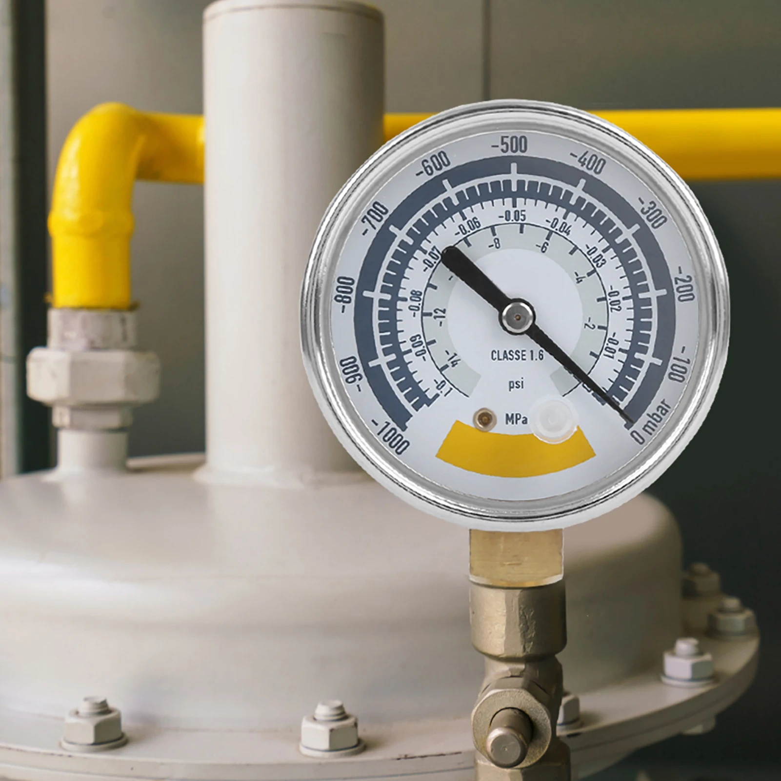 مقياس الضغط الدقيق أداة قياس الهواء لمضخة تفريغ 0-14psi NPT 1/8in موصل مقياس التخلخل 0-14psi قياس الضغط