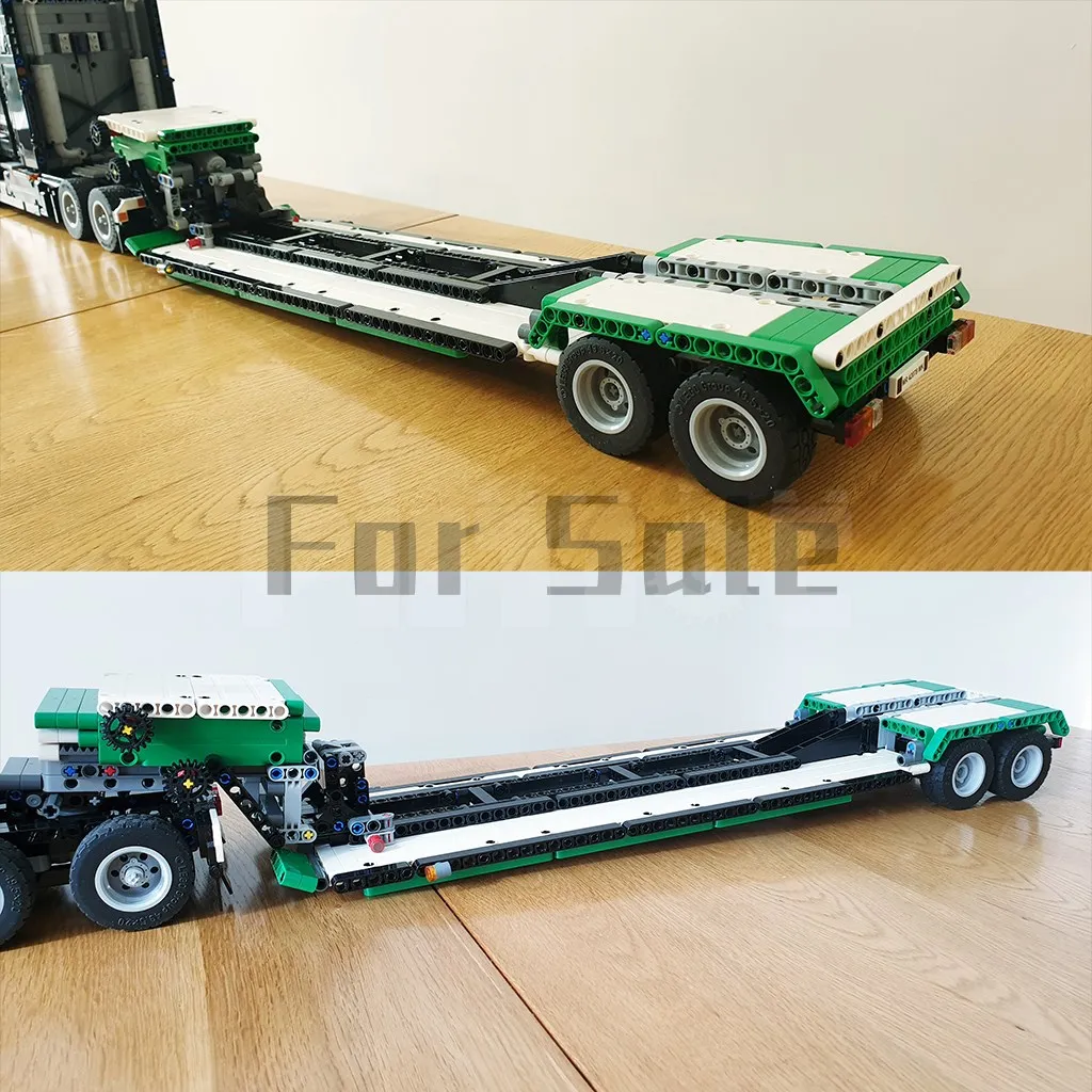 MOC-40369 Detachable Gooseneck Style Low Loader Lowboy Flatbed Trailer for 42078 Anthem Building Block Model Spliced Toy