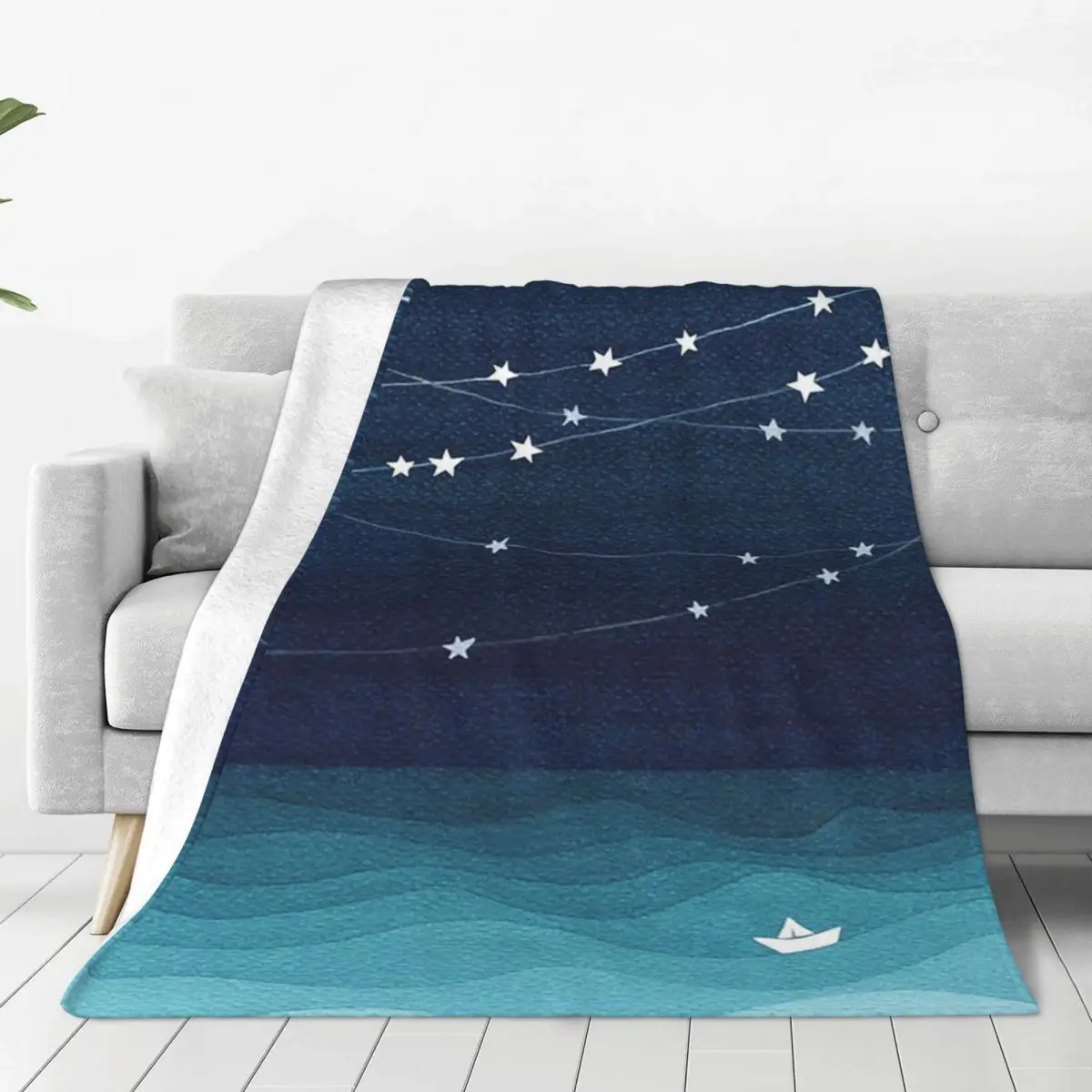 Garland Of Stars,teal Oc Blanket Fleece Multi-function Sofa Throw Blankets For Couch Bedding Travel Throws Bedspread Quilt