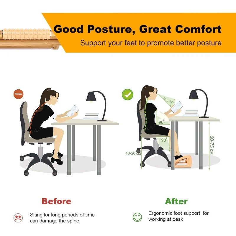 Adjustable Height Foot Rest for Under Desk at Work, Ergonomic Foot Stool Under Desk for office, Under Desk Footrest w