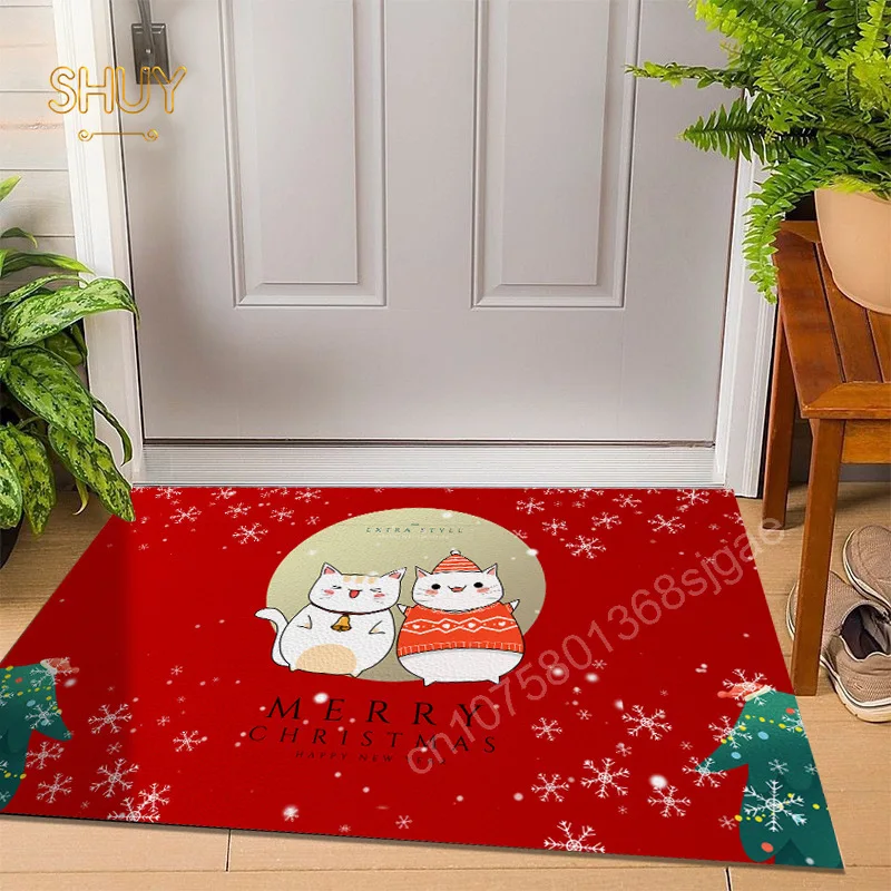 Cartoon Santa Claus Carpet Christmas Living Room Carpets Home Decoration Table Stain-resistant Floor Mat Machine Washable Rug