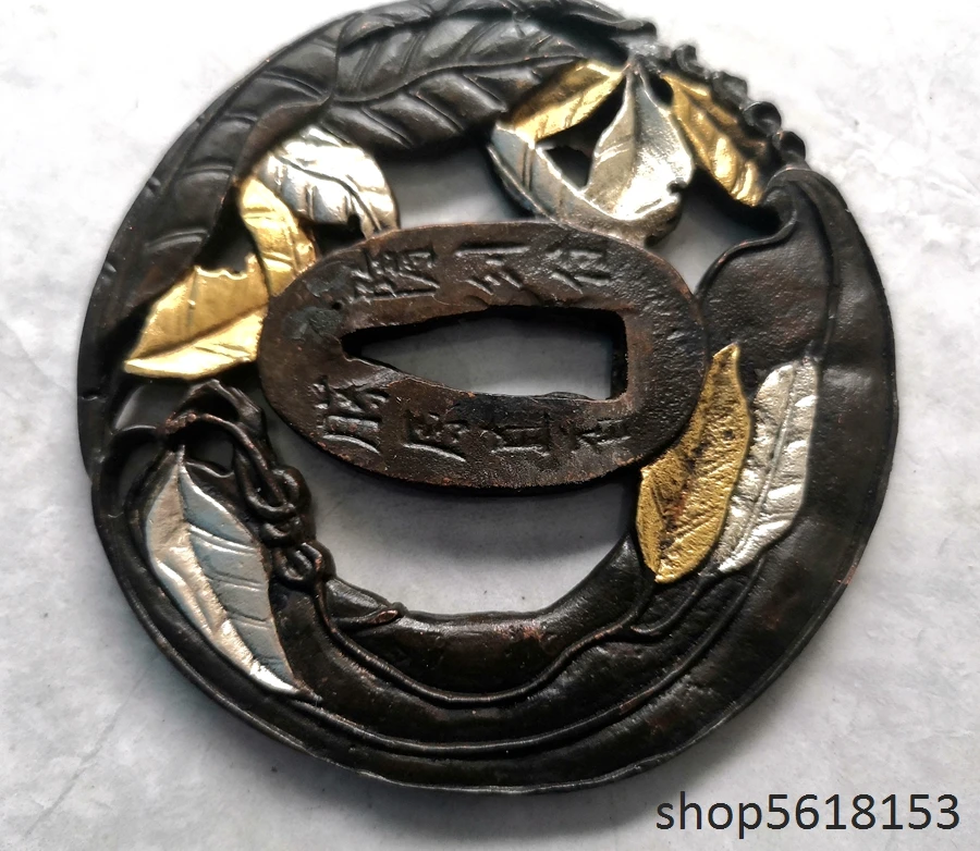 

Gold copper leaf tsuba fuchi Menuki for japanese sword's katana wakizashi tanto