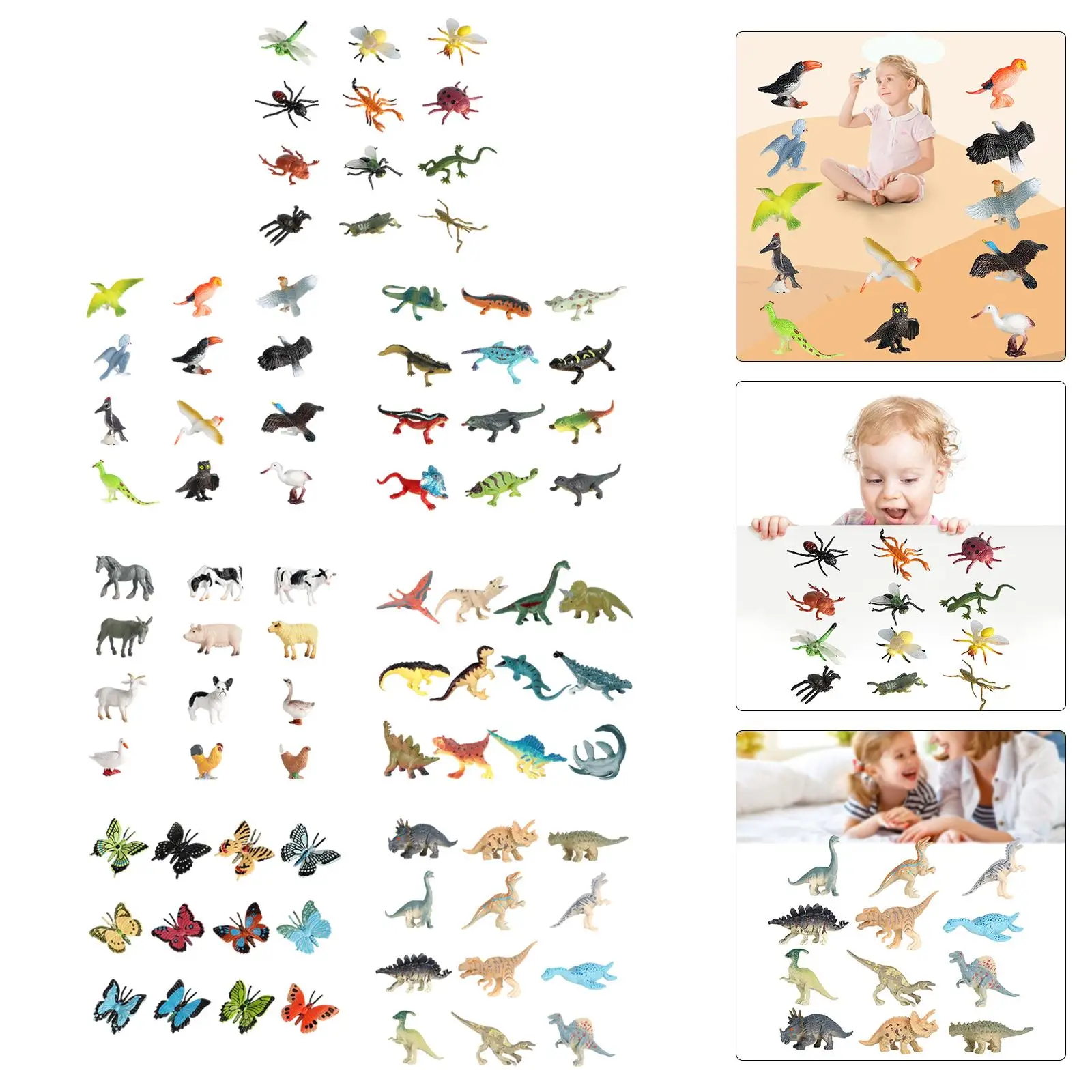 12팩 동물 피규어 동물 동상 미니어처 컬렉션 어린이 인지 교육 용품