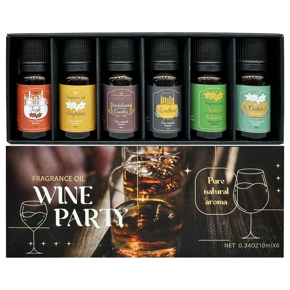 Men Essential Oils Set for Diffusers 6x10ml Diffuser Oil for Candle Making Aromatherapy