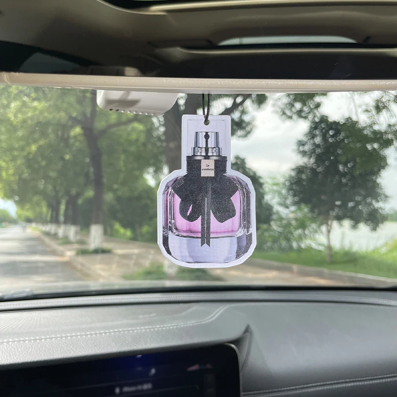 Pink perfume bottle bow car incense car perfume perfume stick fragrance pendant out of the wind mouth bag