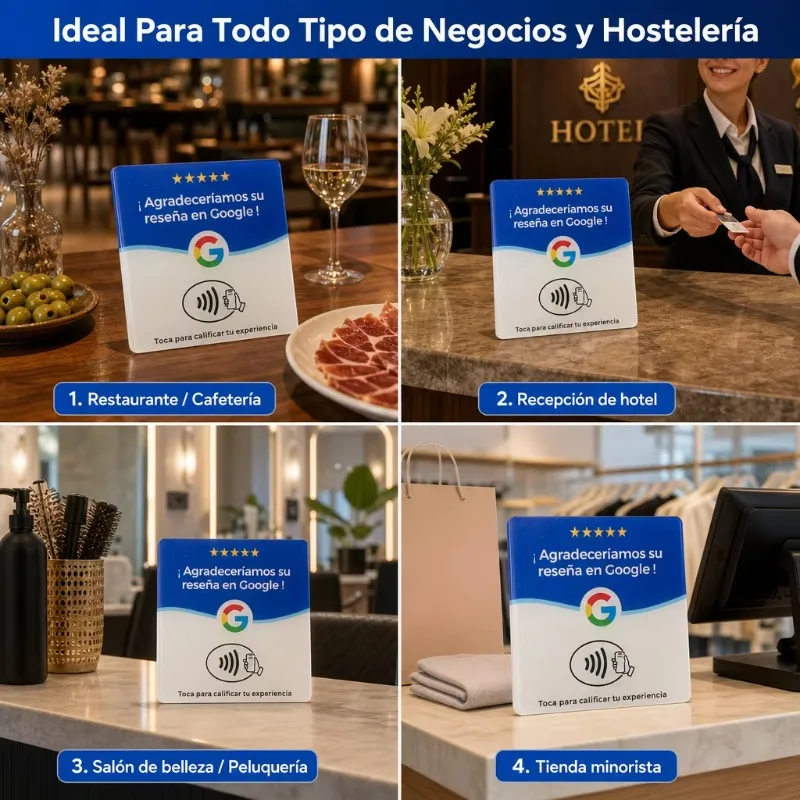10 Pack Spanish Acrylic NFC Google Review Card 100000+ Cycles Touchless Social Media Stand for Business