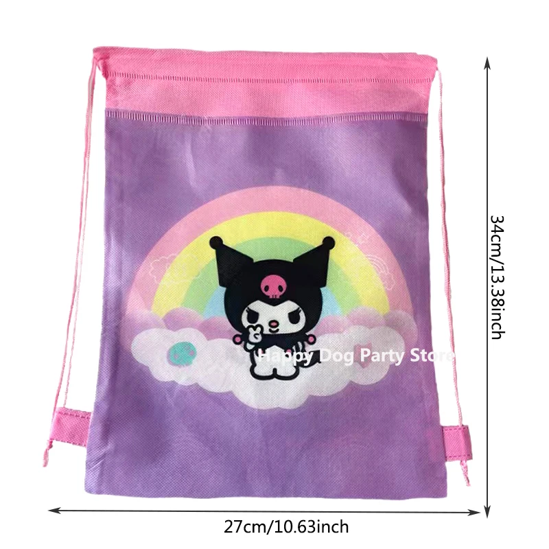 Kawaii Sanrioo Candy Bundle Pocket Backpack Gift Bags Non-woven fabric Kuromi Anime Cartoon Kids Birthday Party Gift Packaging