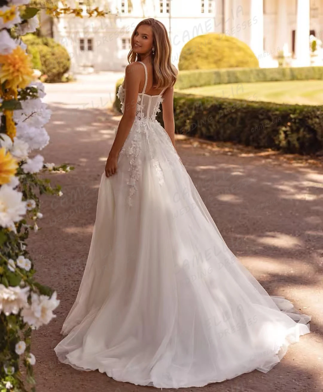 Simple Wedding Dresses Women's A Line Sexy Bridal Gowns Sleeveless Tulle Backless Vestidos Customized فساتين سهرة 2025