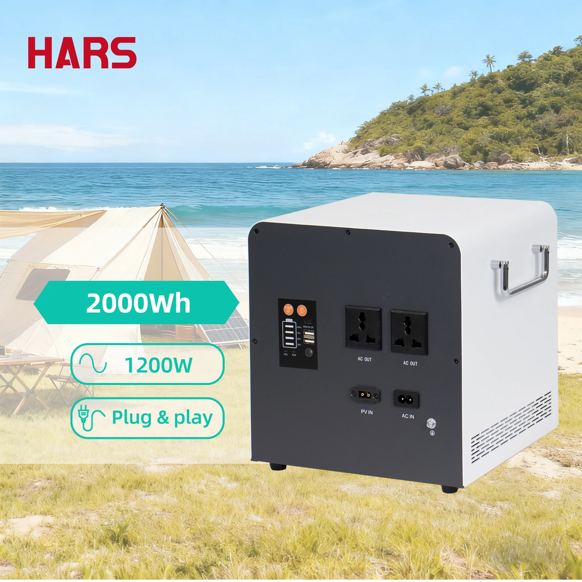 1200W 1.2KW Portable Emergency Power Supply 2KWh Power Station All in One Solar Panel MPPT Sine Wave Inverter LiFePO4 Battery