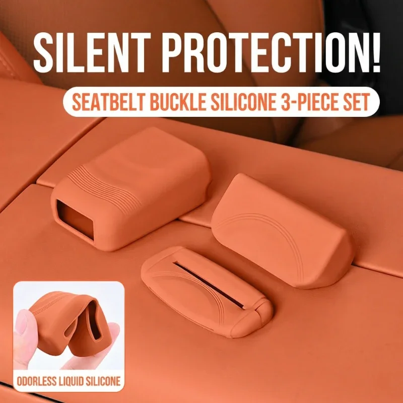 Universal Silicone Seat Belt Socket Protective Cover, Anti-Scratch Safety Belt Button Protector, Car Styling
