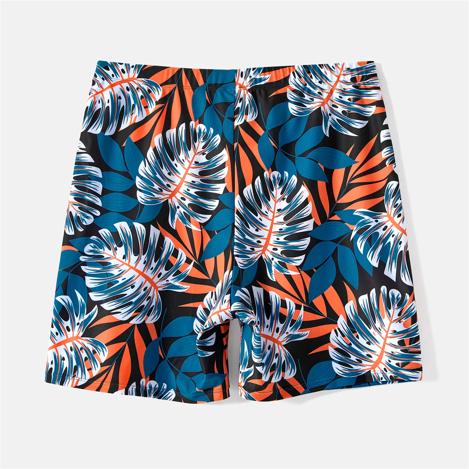 PatPat Family Matching Plant Print Scallop Edge Spliced One-piece Swimsuit and Swim Trunks