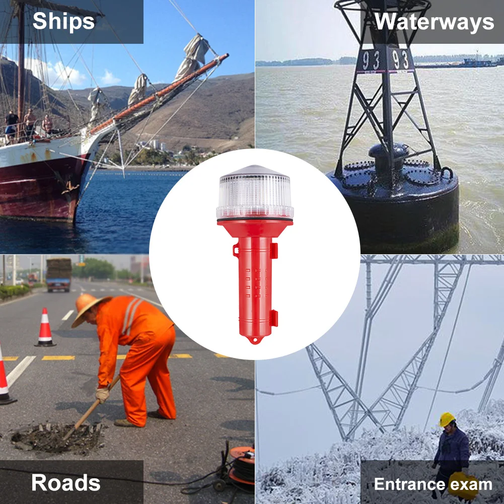 Lampu sinyal LED isi daya matahari, lampu sinyal laut 2KM jarak Visual multifungsi, lampu sinyal aman berlayar untuk navigasi laut