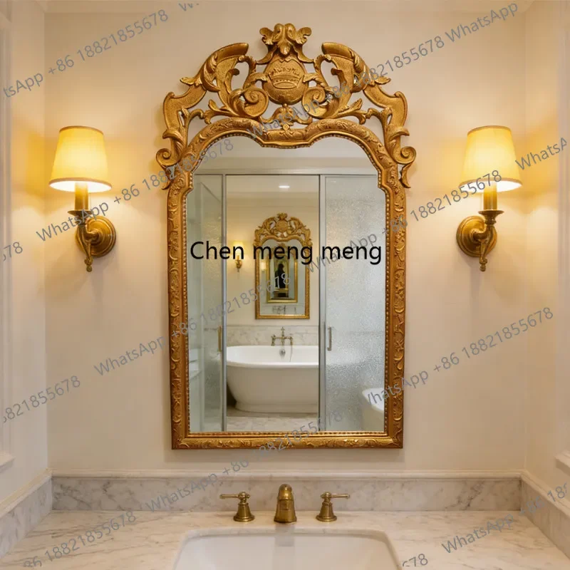 a17 European-style palace-style vanity mirror wall-mounted luxury bathroom mirror household wall decoration mirror