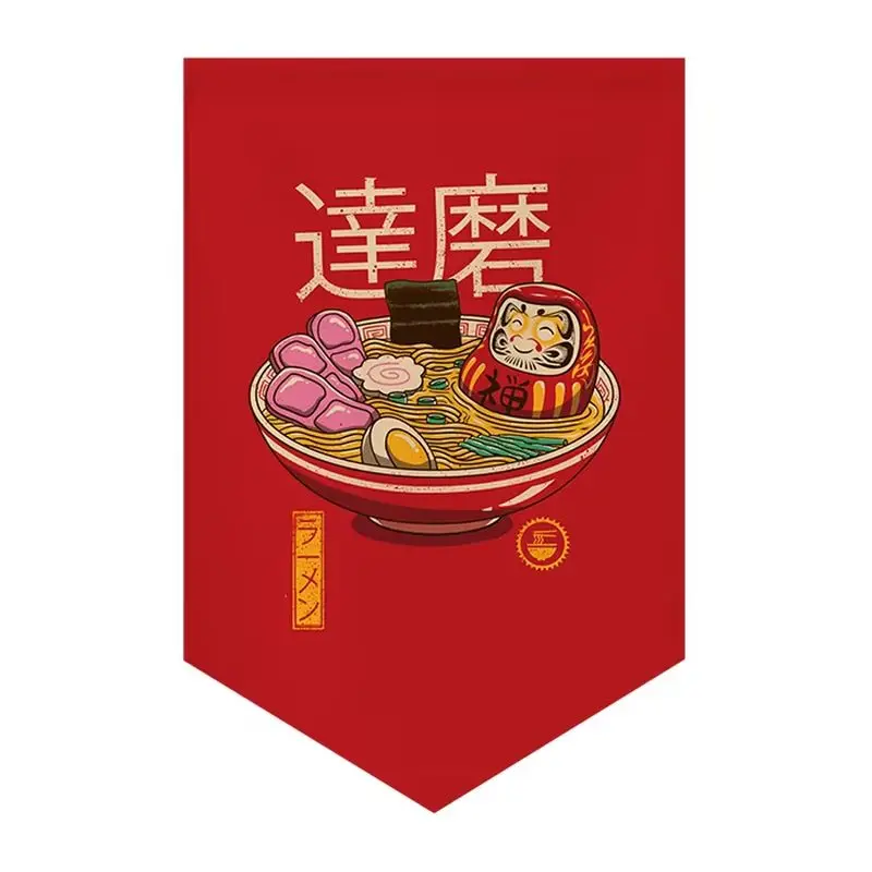 VIKAMA Retro Anime Triangle Room Divider Curtain Cute Cartoon Banner Kitchen Home Decor for Ramen Restaurant Izakaya Entryway