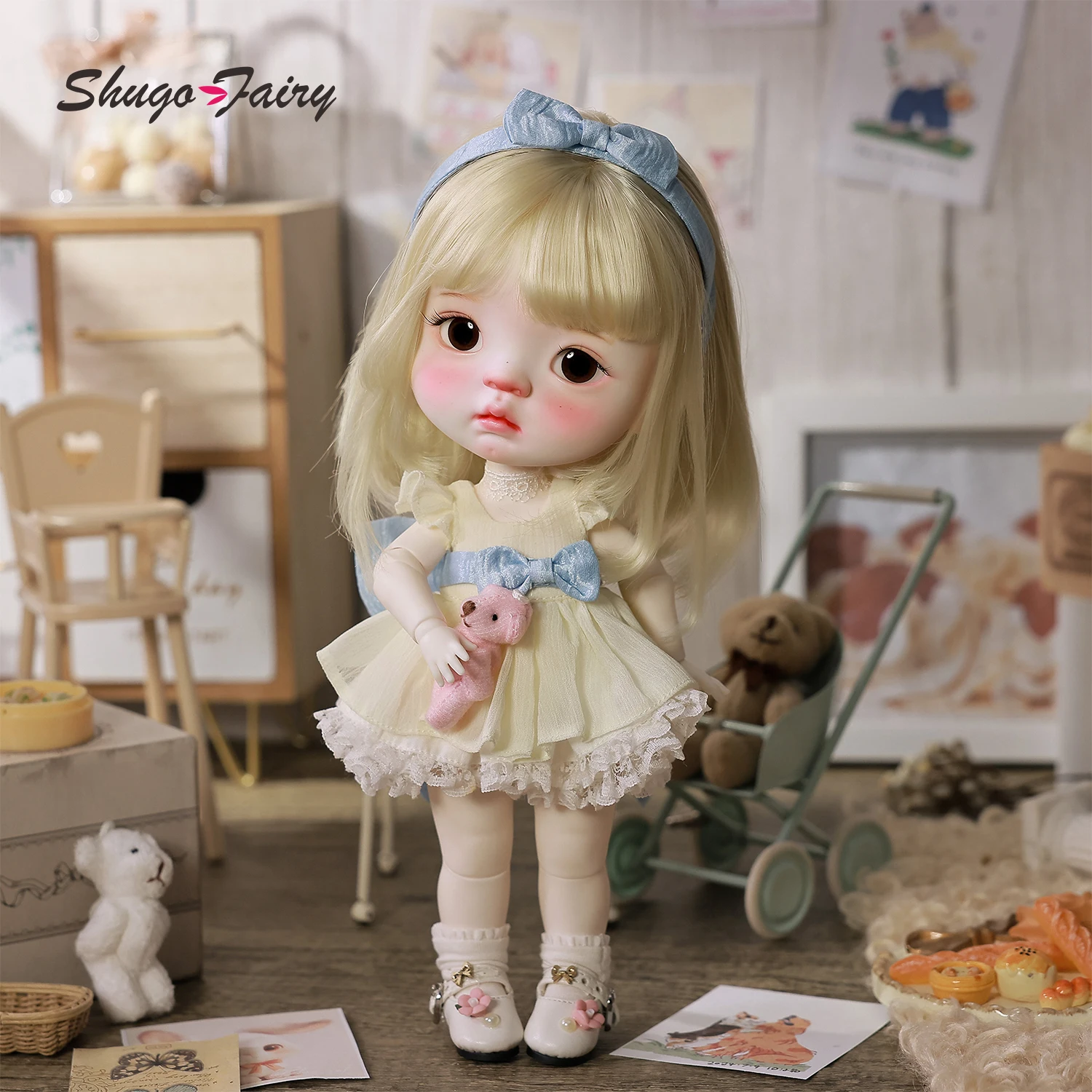 Yuanbao Eine 1/6 Bjd Puppe Süße Kleine Baby Gesichter Großen Kopf Spielzeug Hohe Qualität Vollen Satz ShugaFairy Bjd Action Figur Sammlung