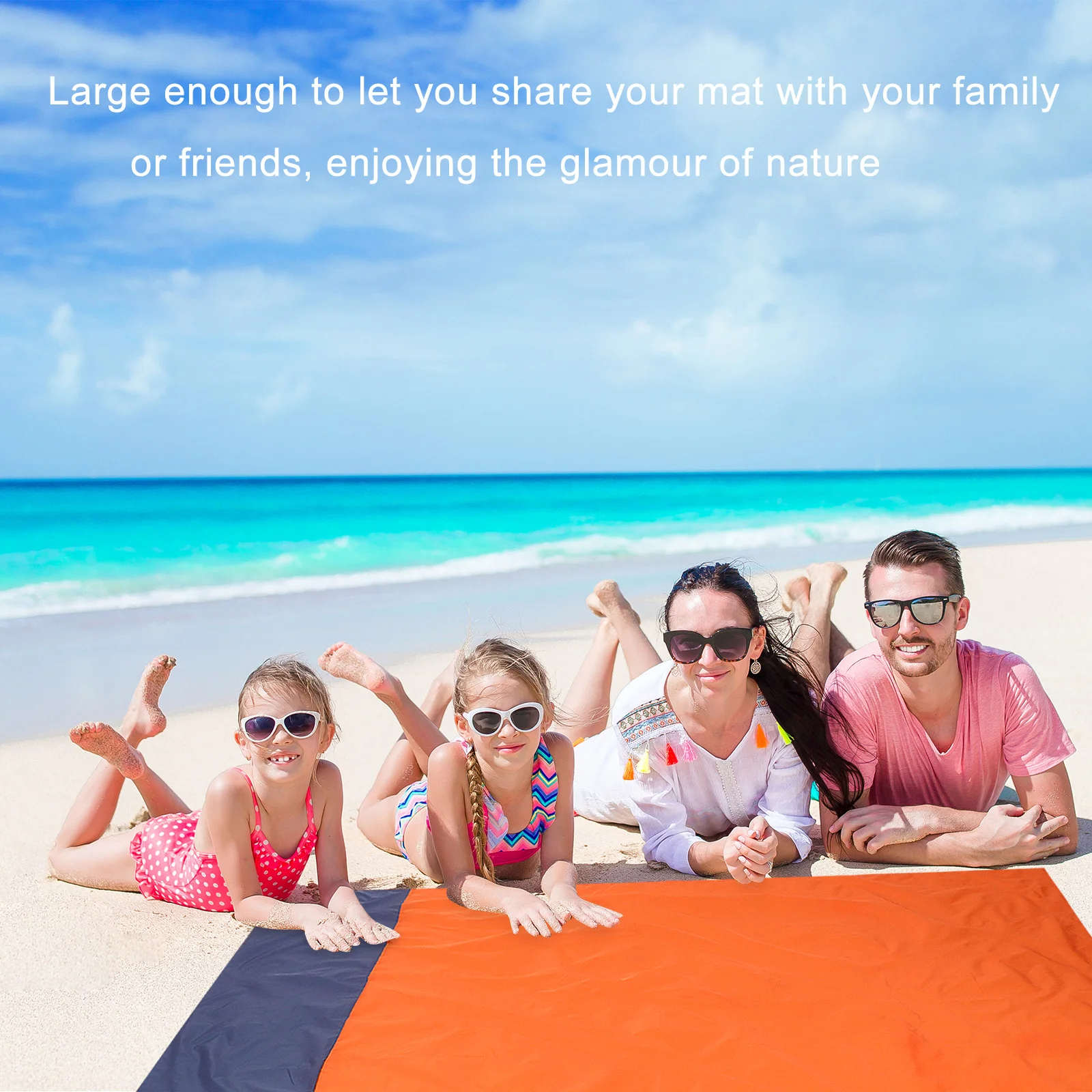 

Picnic Blanket Camping Mat Waterproof Travel Beach Ground Orange Foldable Dampproof