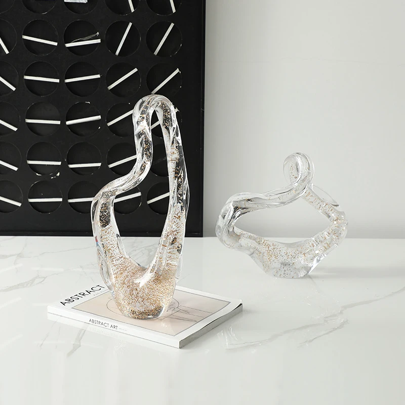 Modern minimalist abstract dancing glass light luxury ornament for villa entrance, living room, and home decoration