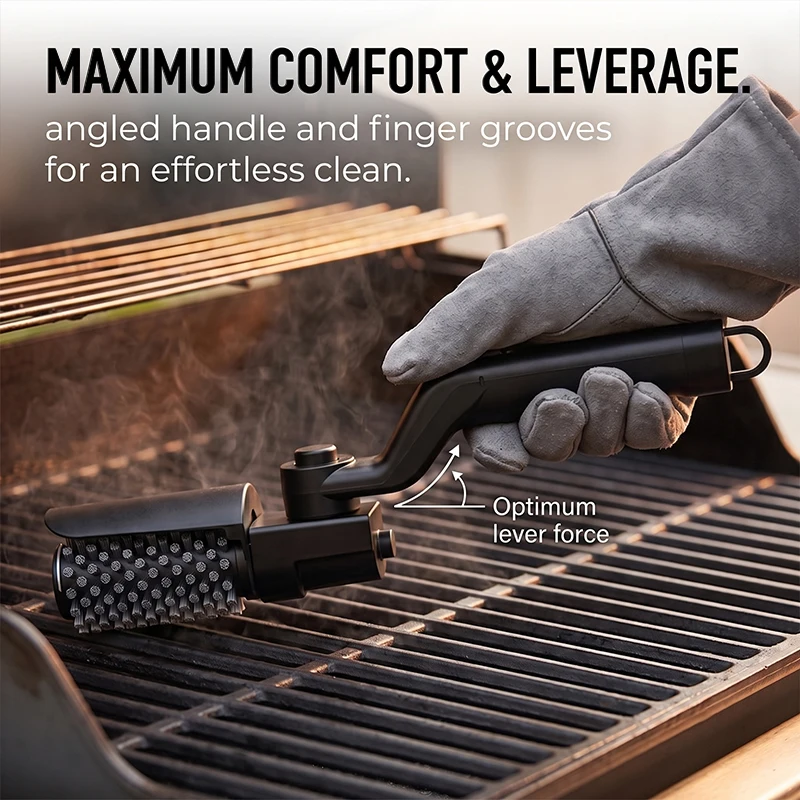 Electric Grill Brush 2-in-1 Kit 4000mAh Cordless BBQ Cleaning Brush 3Speed Safe Metal Bristles for Barbecue Grates Deep Cleaning
