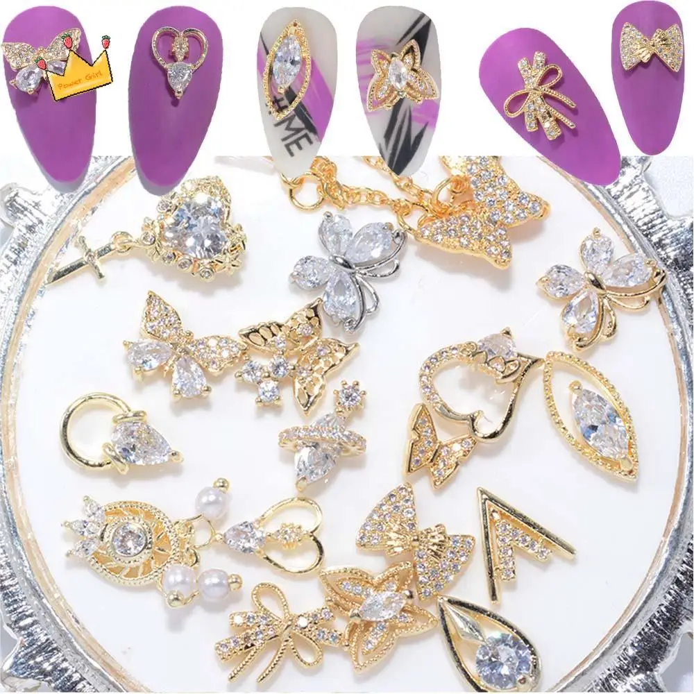 

Manicure Tools Metal Zircon Diamond Crystal Nail Art Decorations Nail Art Jewelry Pendant Chain Butterfly Nail Rhinestones