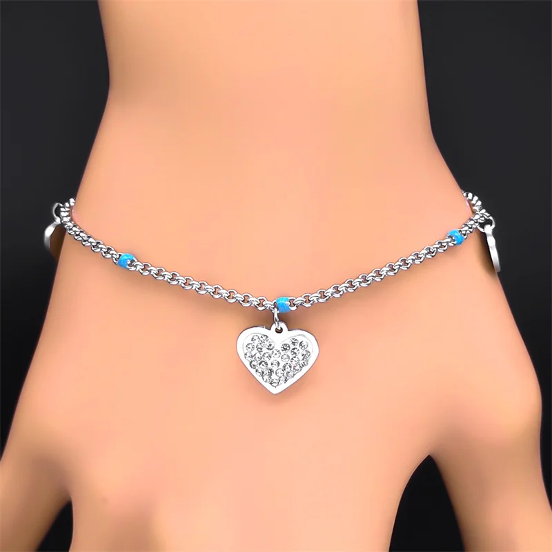 Aesthetic Love Heart Charm Bracelet for Women Stainless Steel Silver Color Trendy Female Accessories Wedding Party Gift Jewelry