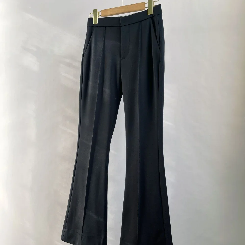 Stretch Wool All-match Casual Bell-bottom  Women's 7-point Pants