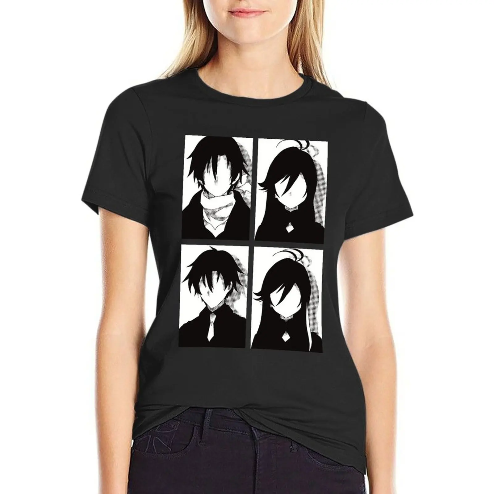 86 or Eighty six anime merch All main character in black and white pop art minimalist design Shinei nouzen x Vladilena m T-Shirt