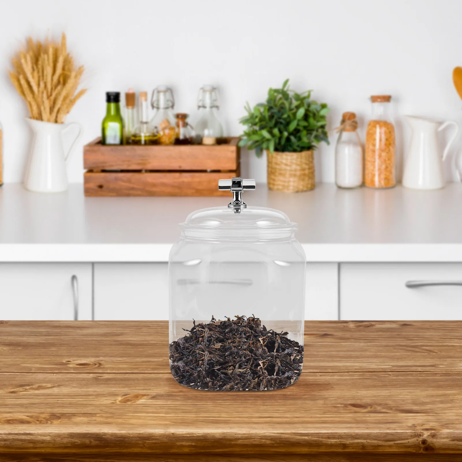 

Clear Airtight Plastic Storage Jar Large Capacity Kitchen Pantry Organizer for Tea Coffee Sugar Baking Supplies Food Container