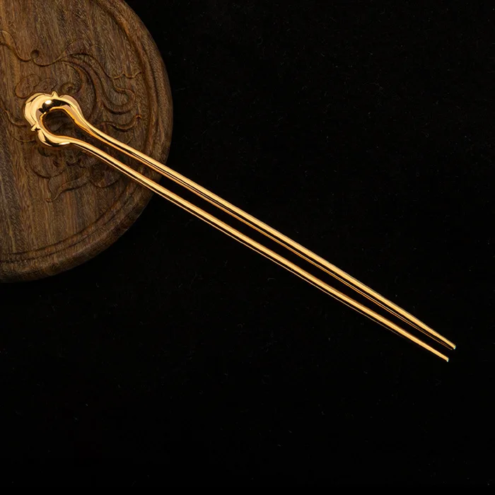 Hanfu Jewelry, Gold Plated Tang Dynasty Classical Hairpin, Step Swinging Double Ling, Grand Palace, Simple And Elegant