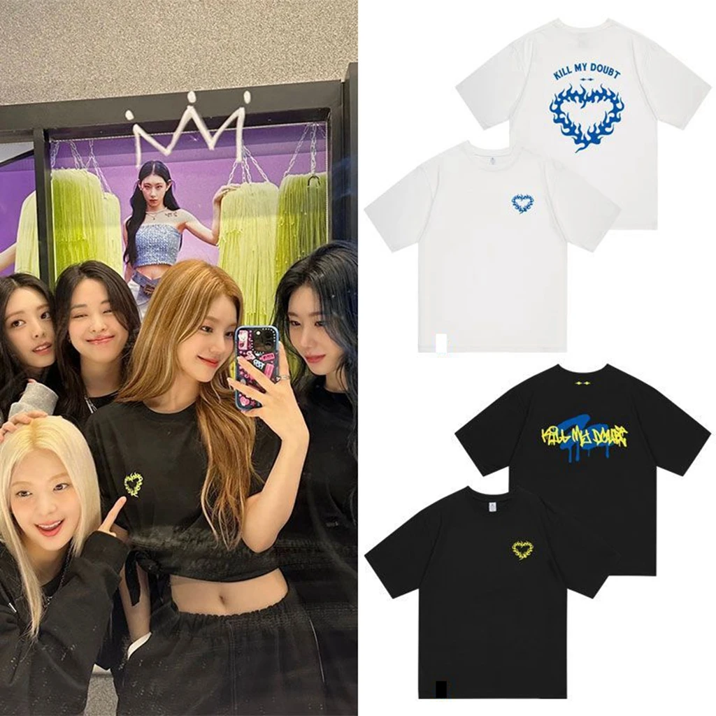 Star Same T-shirt TOP PHOTO Printe TShirt Kpop LOVE KILLMY DOUBT Printe TShirt Pullovers Women Korean Style Oversized Tshirt