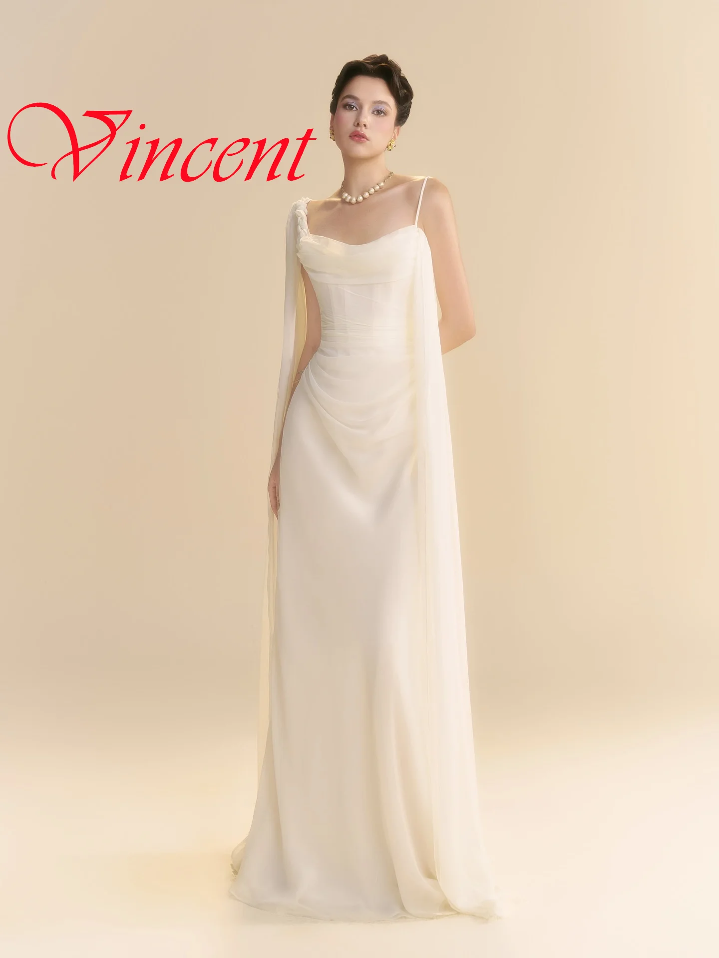 

Customized Organza Chiffon Square Collar Simple Luxury Temperament Delicate Party Dress Evening Dress Spaghetti Straps