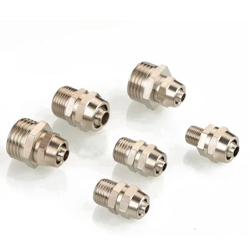 Quick Screw Pneumatic Connector Adapter Copper Nickel Plated PC6 8 10mm Fast Twist Joint Male Thread 1/8 1/4 Hose Fittings